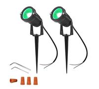 Ygapuzi Luces LED para camino de 5 W, 12 V, bajo voltaje, focos, paredes, árboles, banderas, iluminación exterior para entrada, patio, césped, patio, piscina, jardín, con estacas, 2 Paquete (Verde)