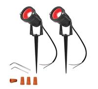 Ygapuzi Luces LED para camino de 5 W, 12 V, bajo voltaje, focos, paredes, árboles, banderas, iluminación exterior para entrada, patio, césped, patio, piscina, jardín, con estacas, 2 Paquete (Rojo)
