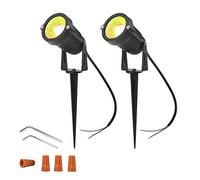Ygapuzi Luces LED para camino de 5 W, 12V, bajo voltaje, focos, paredes, árboles, banderas, iluminación exterior para entrada, patio, césped, piscina, jardín, con estacas, 2 Paquete (Blanco Cálido)