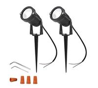 Ygapuzi Luces LED para camino de 5 W, 12V, bajo voltaje, focos, paredes, árboles, banderas, iluminación exterior para entrada, patio, césped, piscina, jardín, con estacas, 2 Paquete (Blanco Frío)