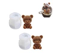 Ygapuzi Paquete de 2 moldes de oso de hielo en 3D con forma de oso, bandejas para cubitos de hielo, decoración de bebidas para hacer un café helado encantador, té con leche, jugo, cócteles