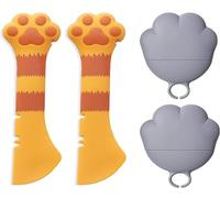 Ygapuzi Suministros para latas de Comida para Mascotas, Cubiertas universales de Silicona para latas, Tapas para latas de Gatos, espátula 2 en 1, abrelatas para Mascotas (Naranja y Gris)
