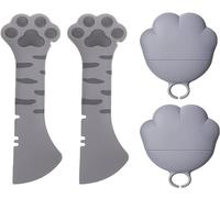 Ygapuzi Suministros para latas de Comida para Mascotas, Cubiertas universales de Silicona para latas, Tapas para latas de Gatos, espátula 2 en 1, abrelatas para Mascotas (Gato azul gris)