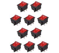 YGBWAOV 10X Luz Roja Iluminada DPST ON/OFF Interruptor del Balancin de Broche en 16A 20A 250V AC