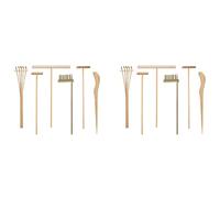 YGBWAOV 12X Mini Juego de Herramientas Bambú Rastrillo de Jardín Japonés, Caja de Madera, Juego de Terapia Juego En la, Kit de Juguete para la Meditación de Paz Espiritual