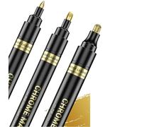 YGBWAOV 3 Marcadores Permanentes Metálicos Cromados Efecto Espejo A Base de Aceite para Pintura de Maquetas y Proyectos de Bricolaje (Dorado)