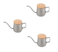 YGBWAOV 3X 350 Ml de Café de Estrecho Caldera de Cuello de Cisne Caldera de de Mano de Acero Inoxidable Verter Sobre Café y Tetera con Tapa de Madera