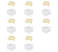 YGBWAOV 8X Juego de Hucha para Tartas, Molde para Hacer Tartas con Dinero, Hucha para Cajero Automático con Decoración para Tarta de Feliz Cumpleaños con Purpurina Dorada