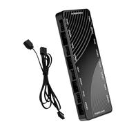 YGBWAOV Controlador de Luz de Ventilador de Chasis 2 en 1 PWM + Concentrador ARGB Divisor Dual de Ocho Vías Concentrador de 8 Puertos