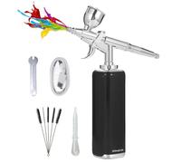 YGBWAOV Kit de Aerógrafo Inalámbrico con Compresor, Aerógrafo para Decoración de Pasteles, Herramienta de Pintura en Miniatura de Alto Flujo de Aire, Color Negro