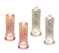 YGBWAOV Luces de Vela de Cristal LED 4PCS Velas LED Sin Llama Velas A Pilas con Base para el Día de San Valentín