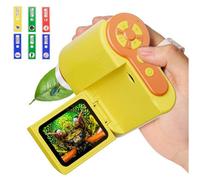 YGBWAOV Microscopio para Niños, Microscopio de Mano 1000X con Pantalla HD para Niños con Luces LED Ajustables para Niños