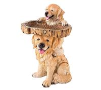 YGBWAOV Puppy Polyresin Bird Bath Pedestal MarróN Regalos Hechos una Mano para Decoraciones de JardíN de CéSped de JardíN de Casa Al Aire Libre