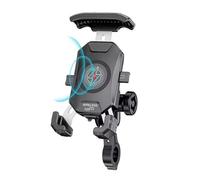 YGBWAOV Soporte de Teléfono para Motocicleta de Aluminio, Antirrobo, de Metal, con Carga Inalámbrica de 15 W y USB C de 20 W.