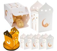 YGCHEN Caja de papel con ventana para Eid, Cajas de Regalo para Fiesta Islámica en Cartulina Blanca, Ideales para Ofrecer Repostería, Caramelos y Regalos, Perfectas para Celebrar el Fin del Ramadán