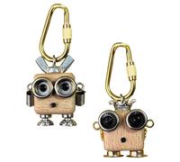 YGCHEN Colgante Robot Punk de Metal y Madera, Llavero Robot con Tornillos de Metal, Decoración Única para Bolso, Mochila o Interior de Coche, Regalo Creativo para Amante de la Mecánica y Estilo Retro
