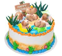 YGCHEN Decoración para Tartas Capybara Figura Cumpleaños Decoración de Pastel Mini Capibara Figuras Happy Birthday Cake Topper Animales Tema Fiesta de Cumpleaños 19 Piezas
