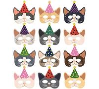 YGCHEN Gato Máscaras Animales Mascarilla Animal Máscaras de Papel Gatos Mask Niños Máscaras para Fiestas de Cumpleaños Carnaval Navidad Halloween 12 Piezas