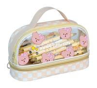 YGCHEN Kawaii Estuche Oso Estuches de Lápices Niñas Papelería Caja Transparente Estuche de Lápices Gran Capacidad Bolsa de Cosméticos Oso Bolsa de Lápiz para Estudiantes