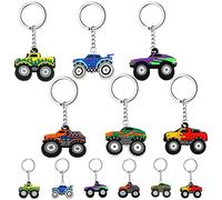 YGCHEN Llavero para Monster Trucks Llaveros Carreras Keychain Coche Mini Carreras Colgante para Favores de Fiesta Premio de Carnaval de Escuela (12 Piezas)