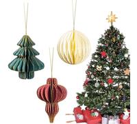 YGCHEN Navidad Colgantes Bolas de Nido de Abeja Adornos Árbol de Navidad Decoración Navideña Papel en Panal Colgante Árbol Navidad Adorno Fiestas de Navidad 3 Piezas