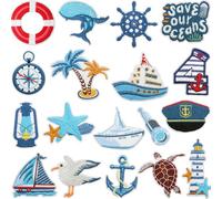 YGCHEN Parche Bordado Náutico, Set de 18 Parches Termoadhesivos Marinos, Reparación o Decoración, Adhesivos para Planchar para Chaqueta, Jeans, Camiseta, Regalo para Amantes del Mar