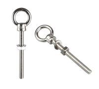 YGCHEN Tornillo de Ojo Acero Inoxidable M10 x 100mm Pernos de Ojo con Tuerca y Arandelas Tornillos de Anilla para Fijación y Suspensión 2 Piezas