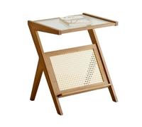 YGDYFDC Mesa de Centro Mesa Auxiliar Moderna de Madera Maciza con Tablero de Vidrio: compacta y Elegante for Uso doméstico. Mesita(Beige1,A)