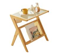 YGDYFDC Mesa de Centro Mesa Auxiliar Moderna de Madera Maciza con Tablero de Vidrio: compacta y Elegante for Uso doméstico. Mesita(Beige,A)