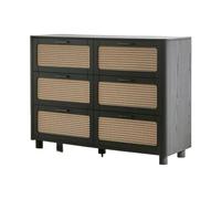 YGDYFDC Taquillas Modernas Armario Tipo Cubo, Mueble De Almacenamiento Retro De Ratán, Estilo WABI-sabi, Cajón De Entrada For Apartamento Pequeño, Aparador Cómoda con Cajones(Black,B)