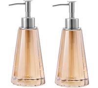 YGFBLSZ Dispensador de jabón cónico rellenable con Bomba de Acero Inoxidable, dispensador Manual de loción para encimera, 70 ml/2,4 oz, Color ámbar (Paquete de 2),Amber-2 Pack