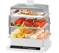 YGFBLSZ Vaporera Multifuncional de 3 Niveles, 7 Modos de cocción preestablecidos, cestas apilables para Verduras, Carnes y Pescados, Capacidad de 20 l.,