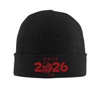 YGHAOWKJR Classic Year of The Horse 2026 Chinese Lunar New Year Accessories Warm Knit Cuff Beanie for Men Women Knit Skull Cap Capó Sombreros