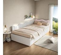 YGHQAP Cama tapizada, sofá cama extensible para 2 personas, cama nido de la misma altura, sofá cama con somieres y respaldo, cama multifunción, tela de terciopelo (blanco-C, 90 x 200 cm)