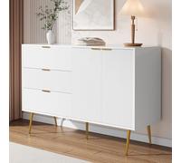 YGHQAP Cómoda blanca con 3 cajones y puerta de armario, aparador de salón, moderno mueble de esquina para dormitorio, salón, estudio, pasillo