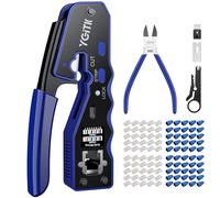 YGiTK Herramienta de Crimpado RJ45 Kit de Herramienta de Red Alicates de Crimpar para Conectores RJ45 con Cat5/Cat5e/Cat6/Cat6A / Cat 7 8P, con 50x Conectores Pasantes y 50x Tapas Protectoras