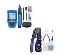 YGiTK Herramienta de Crimpado RJ45 Kit de Herramienta de Red Alicates de Crimpar y Probador de Cable con POE Rastreador de Cables Multifunción de Red RJ45/POE con LCD