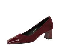 YGJKLIS Mujer 5cm de Espesor, Piel de tacón Alto, Dedo Cuadrado Cerrado, Oficina Superior, Vestido de Fiesta de Bodas, Tacones Altos (Rojo,40,Femenino,China)