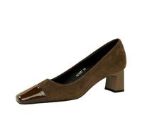 YGJKLIS Mujer 5cm de Espesor, Piel de tacón Alto, Dedo Cuadrado Cerrado, Oficina Superior, Vestido de Fiesta de Bodas, Tacones Altos (Marrón,40,Femenino,China)