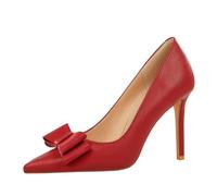 YGJKLIS Mujeres 10cm Stiletto bomba cerrado punta del dedo del pie color sólido cuero sandalias arco oficina novia boda tacones altos (rojo,41)