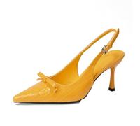 YGJKLIS Mujeres de Espalda Correa de Tobillo Punteado Dedo del pie 8cm Tacones Altos Elegante Formal de Trabajo Vestido de Oficina Bombas estileto Zapatos (40,Amarillo)