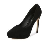 YGJKLIS Tacones Altos de 12 cm de Espesor para Mujeres, Piel volcada, Dedos Cerrados, Tacones Altos clásicos de Oficina cómodos Zapatos de Novia (Negro,41)