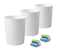 YGJT Bote de basura pequeño de plástico, paquete de 3 botes de basura de 1.8 galones (blanco)