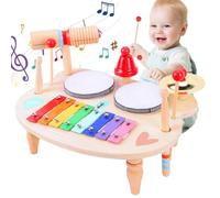 YGJT Juguetes Niños 2 Años Tambor Bateria 10 IN 1 Instrumentos Musicales Infantiles Xilofono Juguetes de Madera Regalo Niño 3 4 5 6 Años para Navidad Cumpleaños Reyes Magos