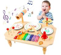 YGJT Juguetes Niños 2 Años Tambor Bateria 11 IN 1 Instrumentos Musicales Infantiles Xilofono Juguetes de Madera Regalo Niño 3 4 5 6 Años para Navidad Cumpleaños Reyes Magos