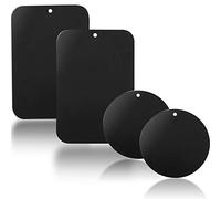 YGKJ 4 Piezas láminas Metálicas con Adhesivos Muy Finas Reemplazo de Placas de Metal para Soporte Movil Coche Magnético/Soporte iman movil Coche (2 Redondas y 2 rectangulares) (Negro)