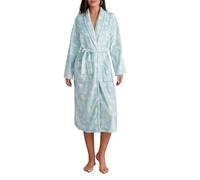 YGLEEULI Bata de franela for mujer, ropa dormir casa, estampado Floral, chal, cuello, albornoz, Kimono, bata con cinturón, pijamas cálidos invierno Batas de Casa Señora(Blue,L)