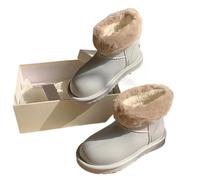 YGLEEULI Botas de nieve cálidas y acolchadas for otoño e invierno for niñas, botas de algodón impermeables for exteriores de EVA de color sólido y sencillo for mujer para mujer(Gray-blue,36)