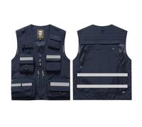 YGLEEULI chaleco seguridad Chaleco de seguridad alta visibilidad con múltiples bolsillos for voluntarios rescate emergencia(Type 1-Navy Blue,M)