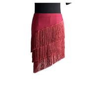 YGLEEULI Vestidos Danza Latina Ropa de Baile Latino for Mujer, Ideal for competición, Samba, Falda con Flecos, Traje Escenario, Vestido, salón(Dark Red,XXL)